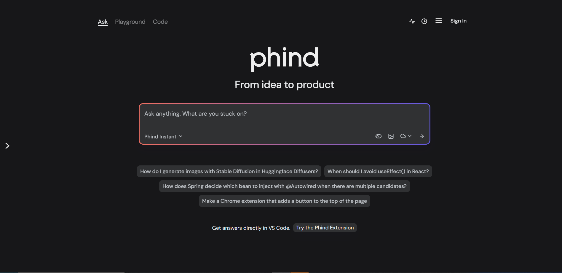 Phind screenshot
