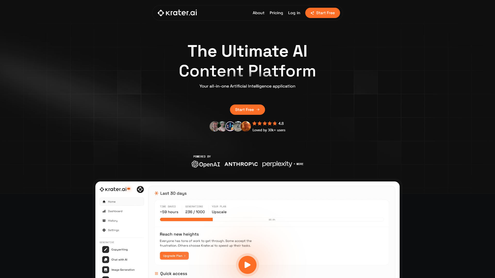 Krater AI screenshot