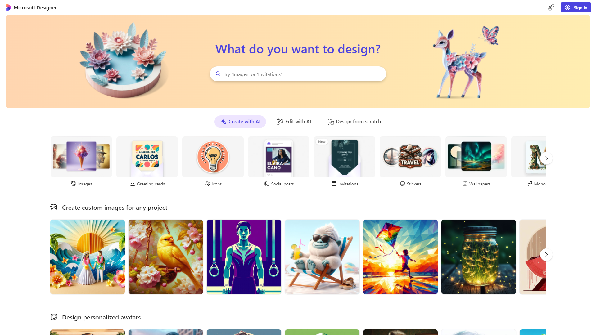 Microsoft Designer screenshot