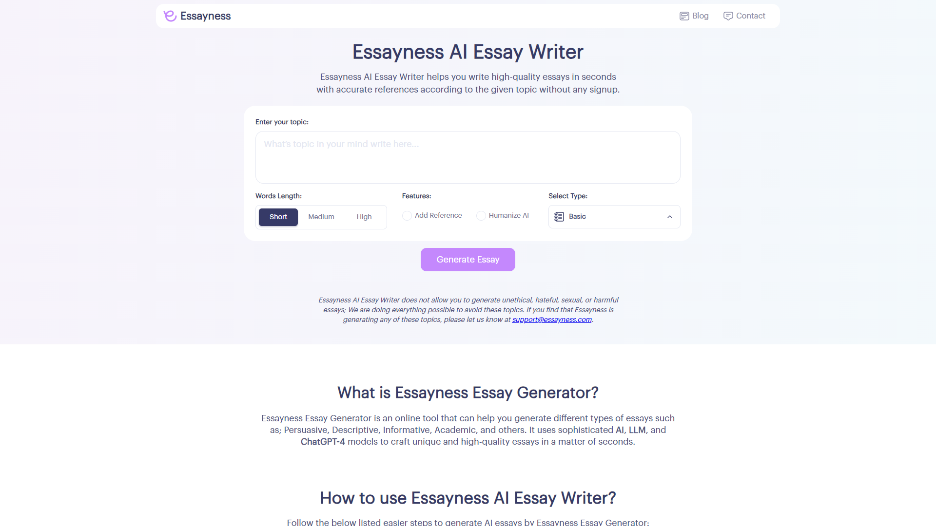 Essayness screenshot