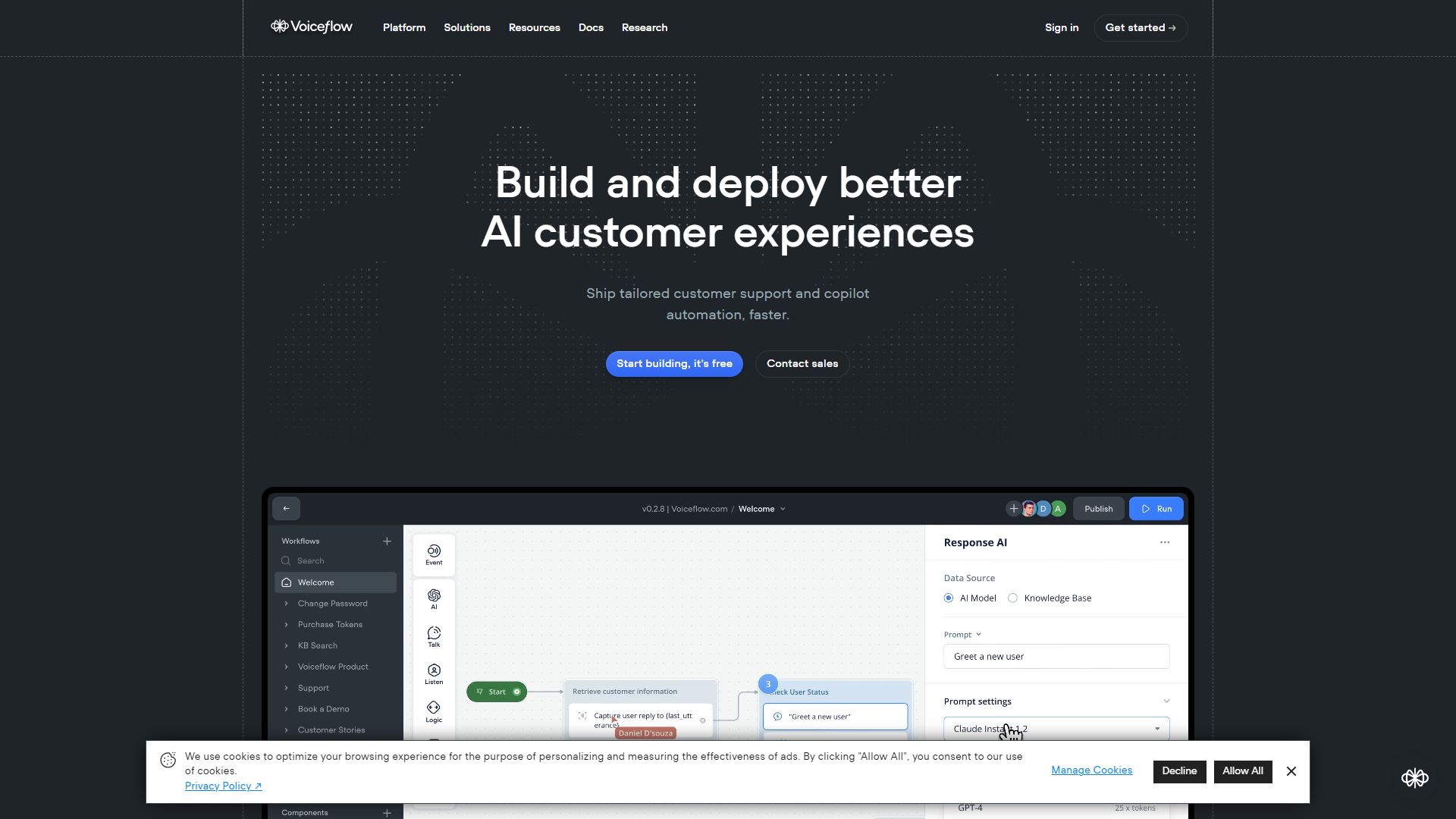 Voiceflow screenshot