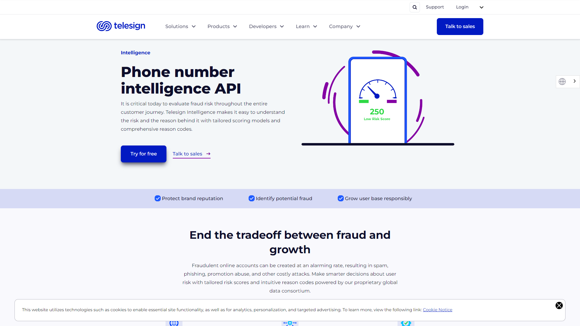 Telesign Intelligence screenshot
