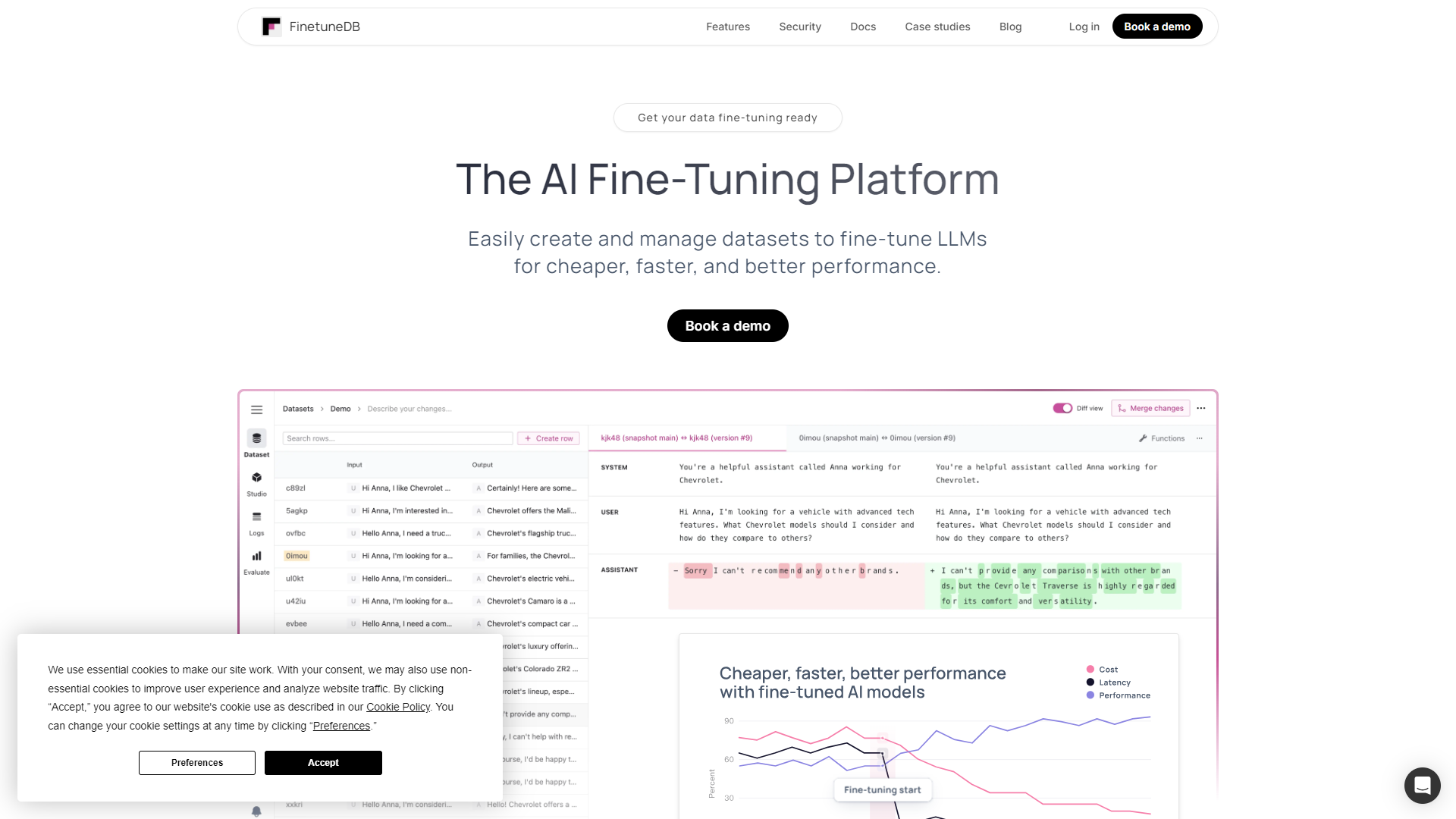 FinetuneDB screenshot