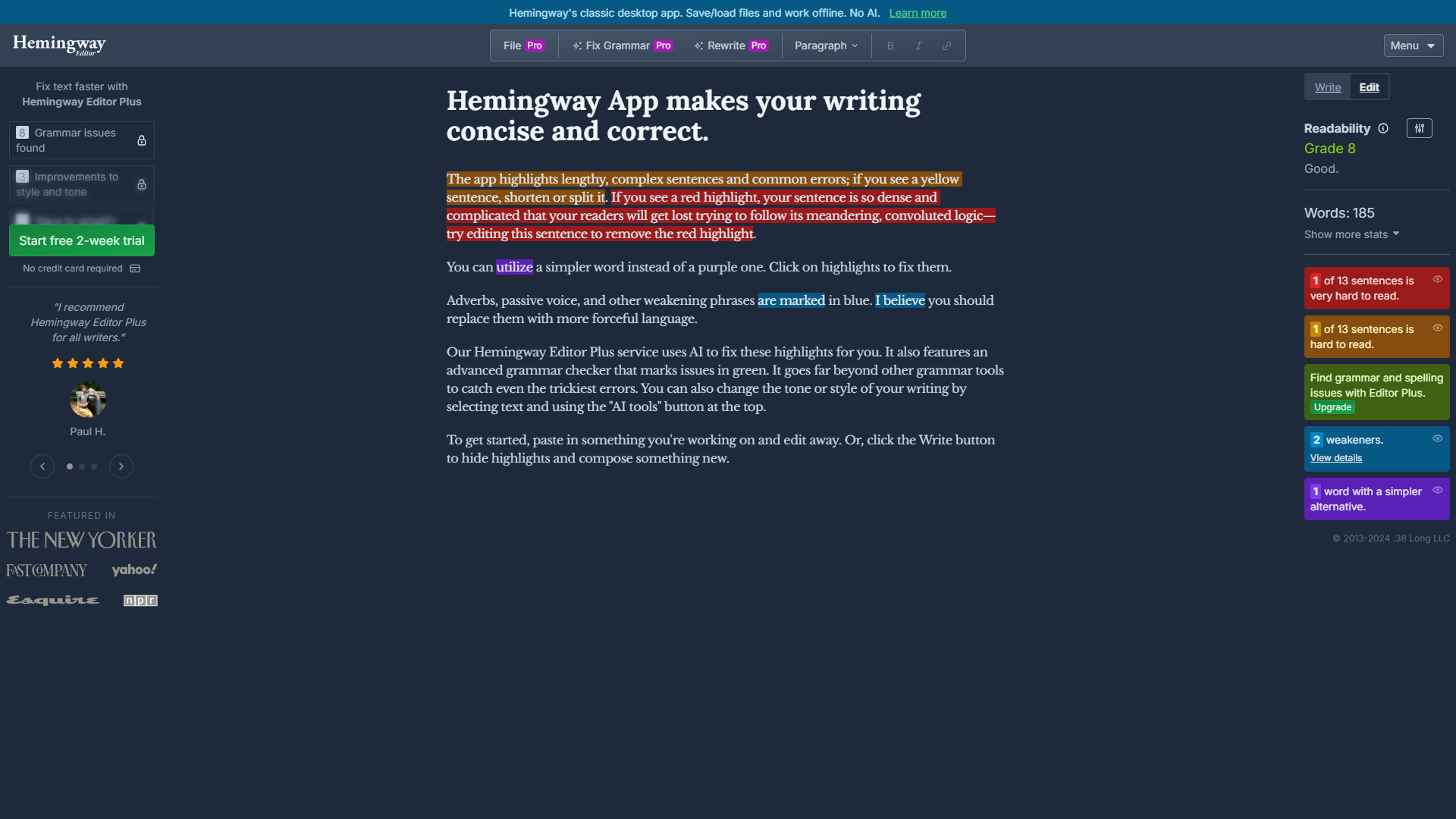 Hemingway screenshot