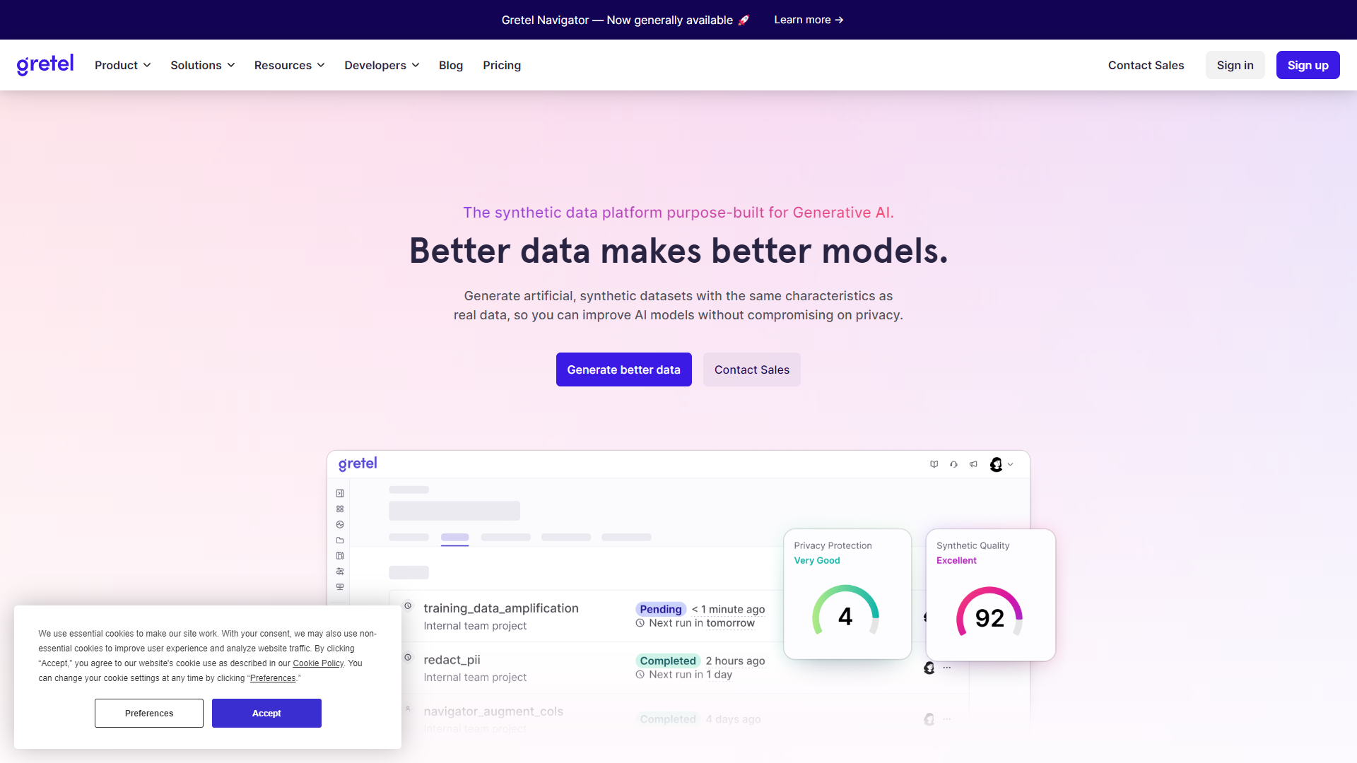 Gretel AI screenshot
